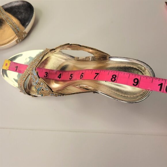 GOLD High Heels Crystal Embellished Heels Size 7 (size 38) - Picture 11 of 15